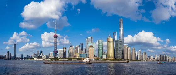 Fototapeten Panorama auf die Skyline von Shanghai © lotusjeremy