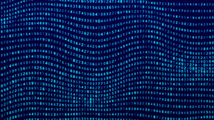 Digital background. Big data. Hacker concept. Abstract matrix. Computer generated many numbers. 3D rendering