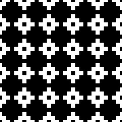 Seamless pattern with Inca crosses ornament. Ethnic embroidery background. Tribal wallpaper. Ethnical folk image. Tribe motif. Ancient mosaic. Digital paper for web design, textile print. Vector art.