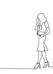 Drawings one line, young modeling poses 