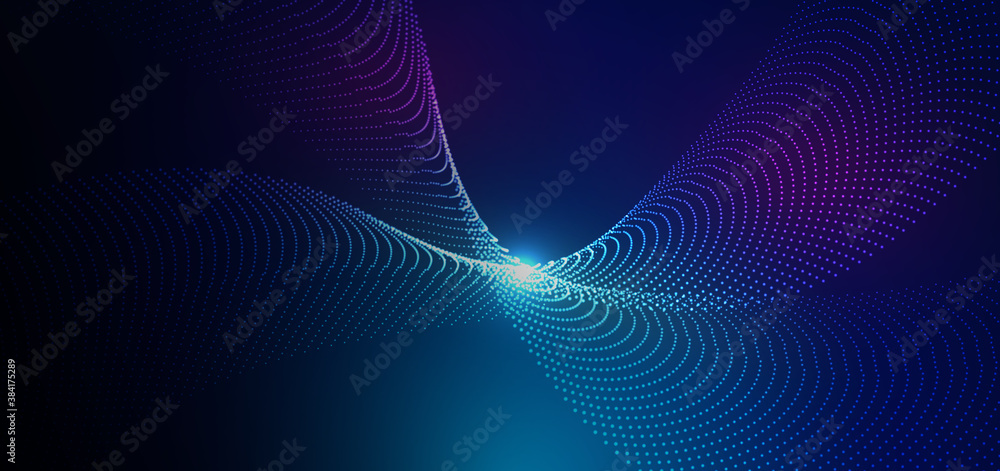 Poster abstract futuristic particle lines mesh on blue background with light effect. technology concept.