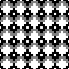 Seamless pattern with Inca crosses ornament. Ethnic embroidery background. Tribal wallpaper. Ethnical folk image. Tribe motif. Ancient mosaic. Digital paper for web design, textile print. Vector art.