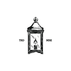 Hand-drawn sketch vintage lamp lantern or kerosene lamp, Vector illustration, Design element for logo, poster, card, banner, emblem, t shirt. Vector illustration © SATURA