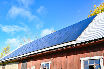 solar panels on barn roof in Sweden
