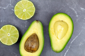 Fresh avocado from two halves top view