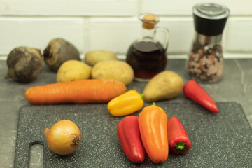 Fresh peppers on the table