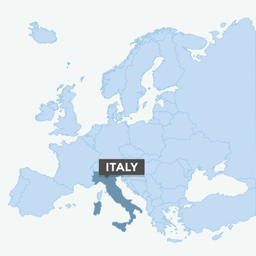 Europe map with the identication of Italy. Map of Italy. Location, information design. Vector stock © Jessica