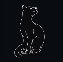 black cat with white contour vector image