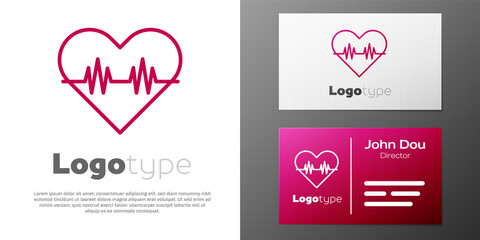 Logotype line Heart rate icon isolated on white background. Heartbeat sign. Heart pulse icon. Cardiogram icon. Logo design template element. Vector.