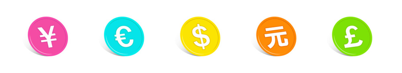 Obraz premium Currency illustration. Currency, finance, payments, foreign currencies, money, economy, deposits, profits, etc. 通貨のイラスト。通貨、金融、支払い、外貨、お金、経済、預金、利益など