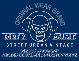 Original vintage Denim print for t-shirt or apparel. Old school vector graphic for fashion and printing.