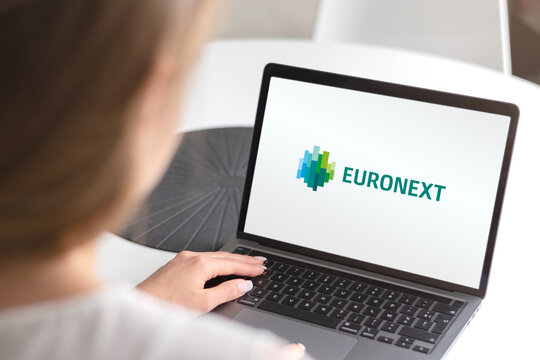 Guilherand-Granges, France - October 09, 2020. Notebook with Euronext logo. Largest stock exchange in Europe.