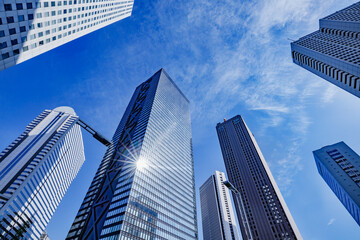 Obraz na płótnie Canvas 新宿の高層ビル群と青空