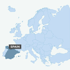Fototapeta premium Europe map with the identication of Spain. Map of Spain. Location, information design. Vector stock