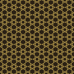 seamless geometric pattern, gold on black background