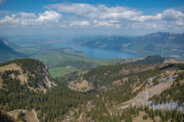 Beautiful swiss alps mountains. Alpine meadows. 