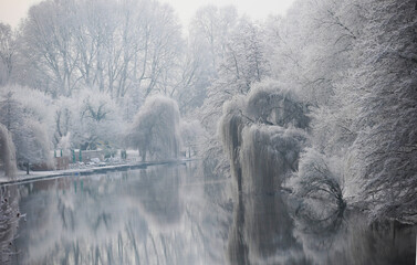Winter Landscape in the City of Heilbronn am Neckar, Germany, Europe
