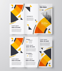 Circles Tri-fold business brochure design template orange color