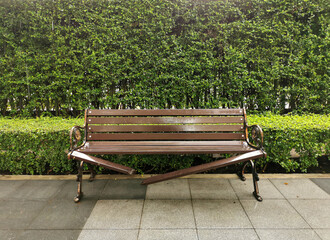 Brown bench in the park.