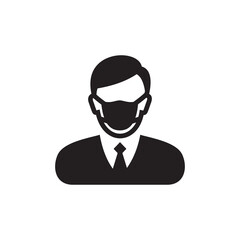 Man use mask flat icon design vector