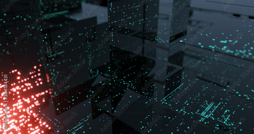 Poster digital transformation concept. computer programming code. science and technology background of big 