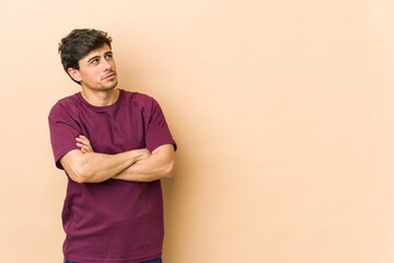 Young cool man dreaming of achieving goals and purposes