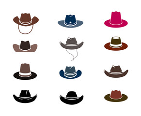 Collection of cowboy hat vector illustration