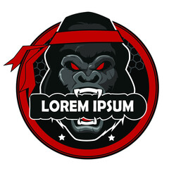 gorilla fighter logo cartoon in vector