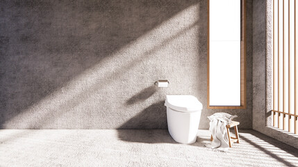 The toiletroom interior zen style. 3D rendering