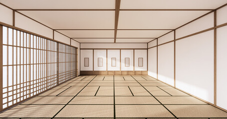 indoor empty room japan style. 3D rendering