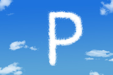 Naklejka premium Letter P cloud shape on blue sky