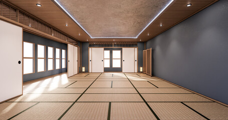 Dark design, empty room tatami mat Designing the most beautiful. 3D rendering
