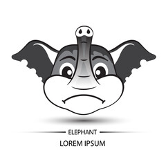 Elephant face frown logo and white background vector