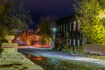 Long exposure night city car driving 