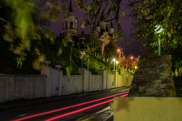 Long exposure night city car driving 