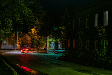 Long exposure night city car driving 