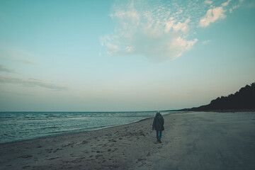 person walking on the beach