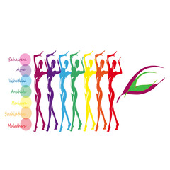 Seven Chakras, female silhouette, Yoga, design concept
