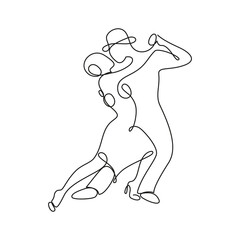 Tango dance. Vector illustration in line art style. Logo, icon, postcard, poster.
