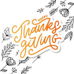 Fototapeta premium happy thanksgiving lettering calligraphy text brush vector
