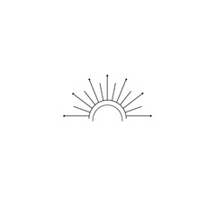 Icon the sun, abstract icon the sun. Linear style, the sun flat logo on white background.