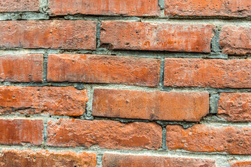 dirty red bricks wall