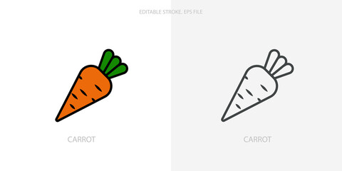 Carrot icon for your website, logo, app, UI, product print. Carrot concept flat Silhouette vector illustration icon. Editable stroke icons set