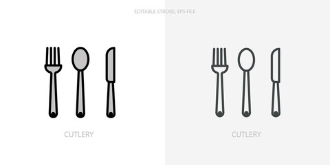 Cutlery icon for your website, logo, app, UI, product print. Cutlery concept flat Silhouette vector illustration icon. Editable stroke icons set