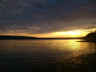 sunset over the lake