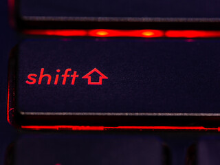 Black keyboard shift key with red backlight