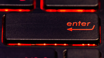 Black keyboard enter key with red backlight