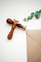 printing with a wooden handle on the table