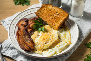 Homemade Over Easy Eggs with Bacon