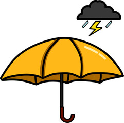 illustration vector graphic of yellow umbrella that protect from a rainstorm, perfect for design material, etc.